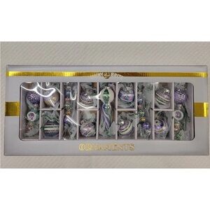 Christopher Radko Shiny Brite Ornaments Finial 13 Ct Mint Lilic Pastel Christmas